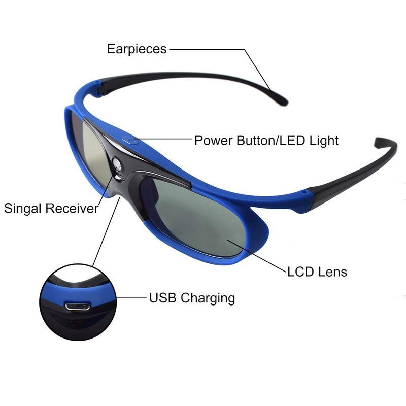 Cocar Active Shutter 3D Glasses Active 3D Glasses 3D TV Projectors 3D Movies Games Active RF 3D Glasses for Sony Epson Toshiba Sharp's RF 3D TV Projector Compatible with TDG-BT500A, SSG-5100GB - Image 2
